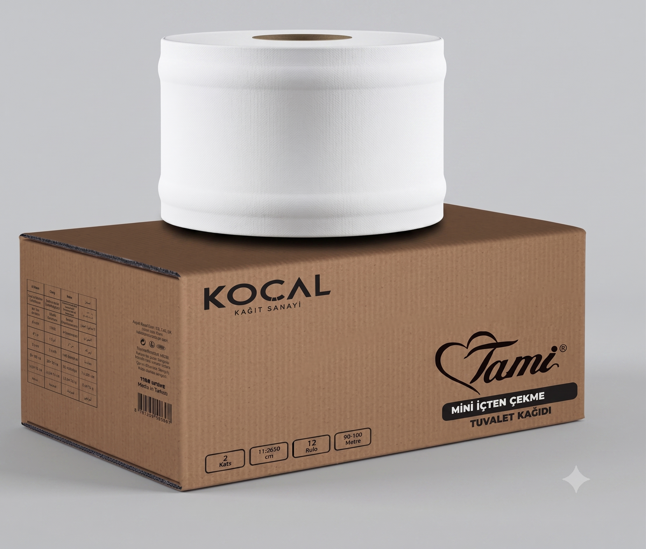  KOÇAL TAMİ MİNİ JUMBO ALTTAN ÇEKMELİ TUVALET KAĞIDI (3 KG.)